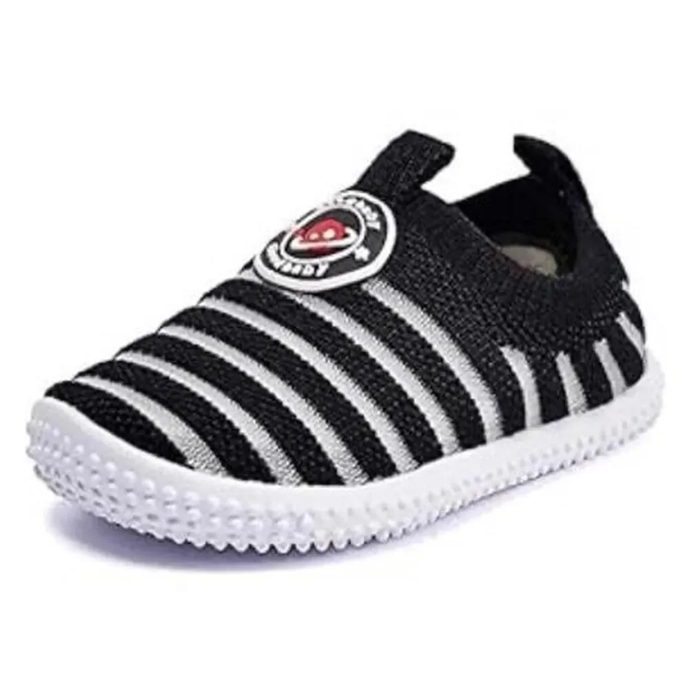 Baby Knit Slip-On Sneakers 12 Months Black Yellow Striped Soft Sole Shoes